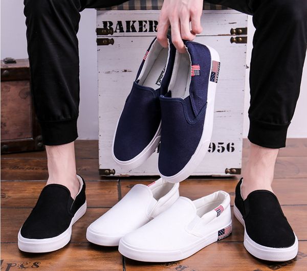 Scarpe da uomo bianche Slip On Mocassini pigri Sneakers da uomo Primavera Scarpe da ginnastica nere Appartamenti Scarpe moda maschile Taglia 39-48