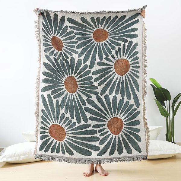 Blange Floral Daisy Pattern Padrão Terceiro Tapete de Parede Sofá Decoração Decoração Taxada Taxada Grande Tapestry Piquenique Mat 221122