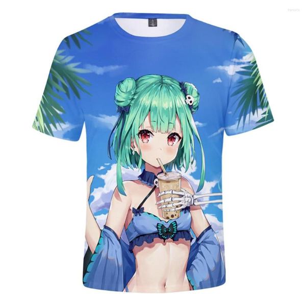 Herren T-Shirts HOLOLIVE VTuber Uruha Rushia 3D Frühling Sommer Adrette Männer/Frauen Straßenkleidung T-Shirt Jugendliche Kawaii Retro I Männer