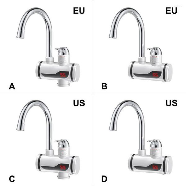 Torneiras de cozinha Torneira elétrica LED IPX4 Torneira de banheiro à prova d'água Aquecedor de água de aquecimento rápido 220V/110V Plug de entrada da entrada da EU