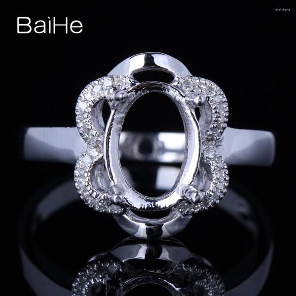 Кластерные кольца Baihe Sterling Silver 925 около 9x7 мм овал без главного камня свадебные подарки женщины Классический модный тонкий ювелир