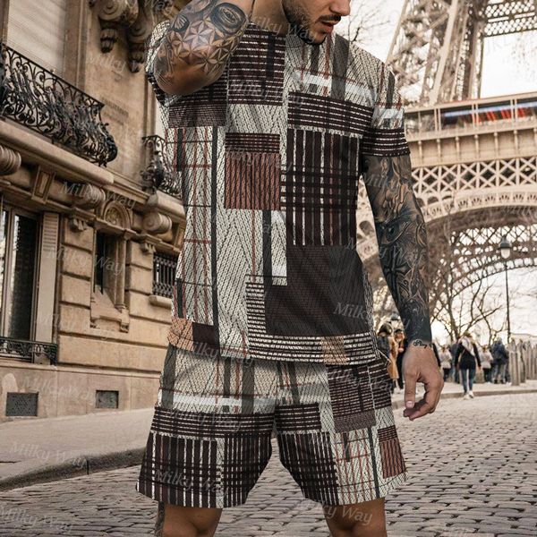 Moletons masculinos moletons moletons de verão masculino estilo bohemian tshirt curto conjunto de moda de moda de enorme traje casual masculino vestuário vintage 221122