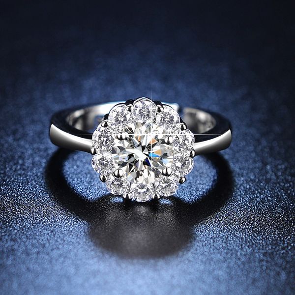 Quatro garras saco redondo grupo de luxo incrustação banda anéis imitação anel de diamante menina clássico homens designer de aço titânio para mulheres presentes de luxo mulher menina jewlery