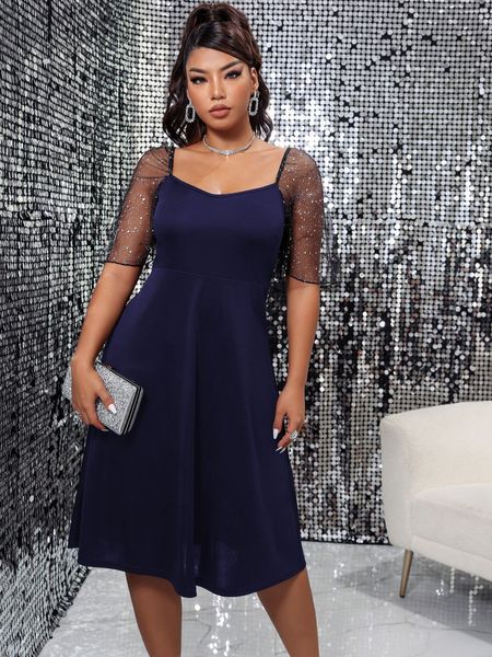 Vestidos de tamanho grande vestido de mulher elegante para festa de verão GLITTER CURVY TAMANHO GRANDE 4XL AZUL MANAGEM CURSO CUNDADO DE CUNDADO DE MANEIRA 221121