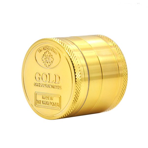1PCS MOQ Gold Münze Rauchen Mühlen Metall Kräuter Tabak 4-Stück Schleifen Shredder Hand Grinder