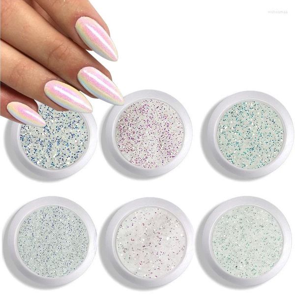 Glitter per Unghie 2 Pz/set Sirena Shimmer Polvere 0.1mm/0.2mm 2 Formati Iridescente Superfine Cosmetico Festival Pigmento