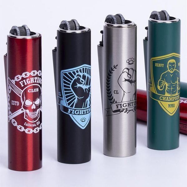 Creative Metal Clipper Pipe Tuba mais leve Jato de moagem portátil Roda de pederneira Flint mais leve Butano Recarregamento de gás Butano Recar