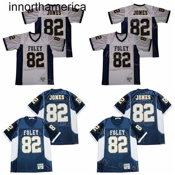 Uomo Football High School Foley 82 Julio Jones Jersey Team Color Navy Blue White College Tutte le cuciture per gli appassionati di sport HipHop Moive Alta qualità