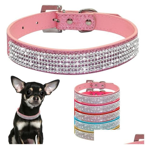 Collari per cani Guinzagli Pu Collare con strass Collari per cani scalabili Accessori Collana di moda Vendita con colori diversi 9 1Kl Dhhrq