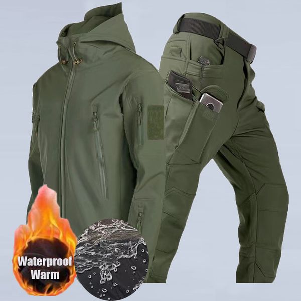 Jackets masculinos Autumn Winter Troushers Sets à prova d'água FLEECE 2 peças TRUSTOS TERMAL CATO CAMPING PALHAS DE ESQUIÇÃO 221122