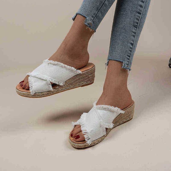 Frauen Sommer Perücke Hausschuhe Damen Hanf Seil Geflochtene Plattform Sandalen Women'soutdoor Casual Strand Sandalen J220716