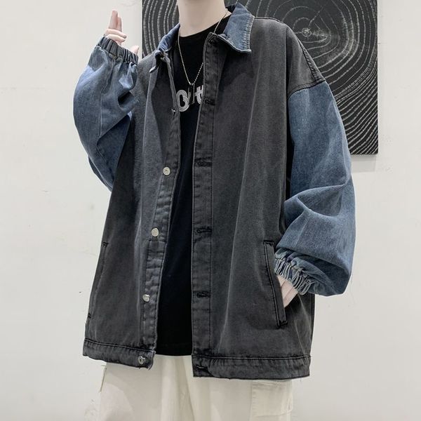 Giacca da uomo in finta pelle di jeans uomo donna coreano allentato tendenza studentesco cappotto casual tutto abbinato stile tecnico Hong Kong Jack da moto punk streetwear 221122