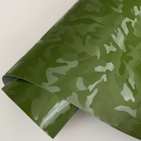 Rotolo di avvolgimento in vinile Stealth verde militare militare Adesivo adesivo decalcomania Ghost Car Wrapping Foil Rilascio del canale d'aria