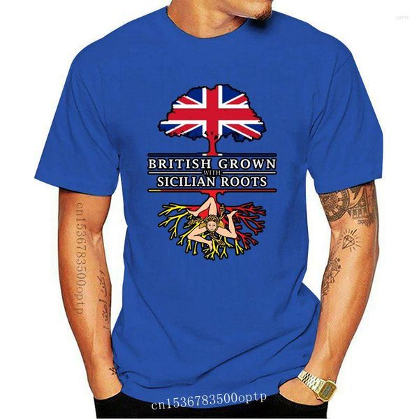 Magliette da uomo Coltivato in Gran Bretagna con radici siciliane Disegni di camicie siciliane in cotone S-XXXL Tendenza Regalo Costruzione Stile estivo Sh