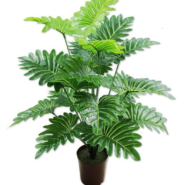 Finto verde floreale 70 cm 18 forchette grandi piante artificiali Monstera plastica tropicale ramo di palma cocco finto casa soggiorno ufficio arredamento 221122