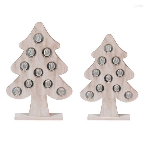 Decorações de Natal Armame de madeira natural Armamento colorido LED LEV