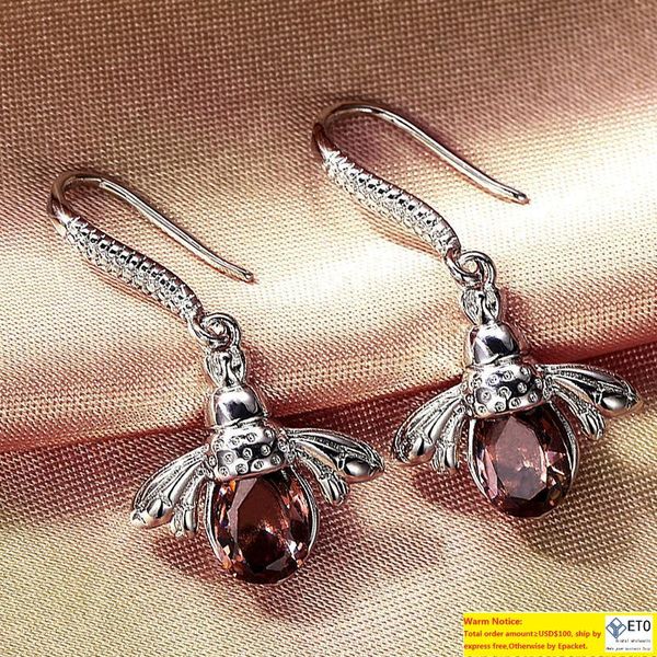 Colore argento CrystaLittle Bees Orecchini pendenti Moda femminile Cristalli champagne Gioielli orecchino stile animale