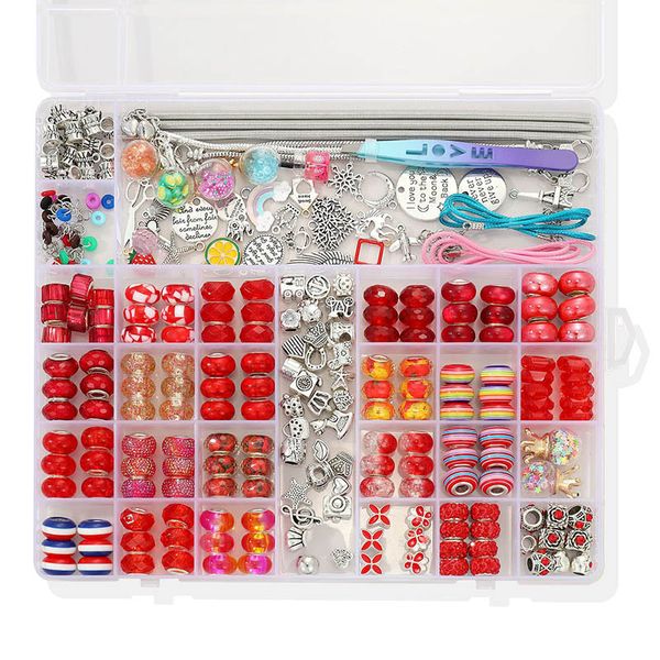 Acessórios de pulseira DIY CASE Correntes e ferramentas de contas soltas 305pcs Definir cores de doces ocos charme de contas por atacado