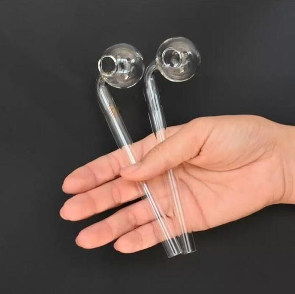 SP LOGO 14 cm Pfeifen Gebogenes klares Glas Ölbrenner Glas Wasserpfeife Pyrex Raucherzubehör mit bunter Halterung