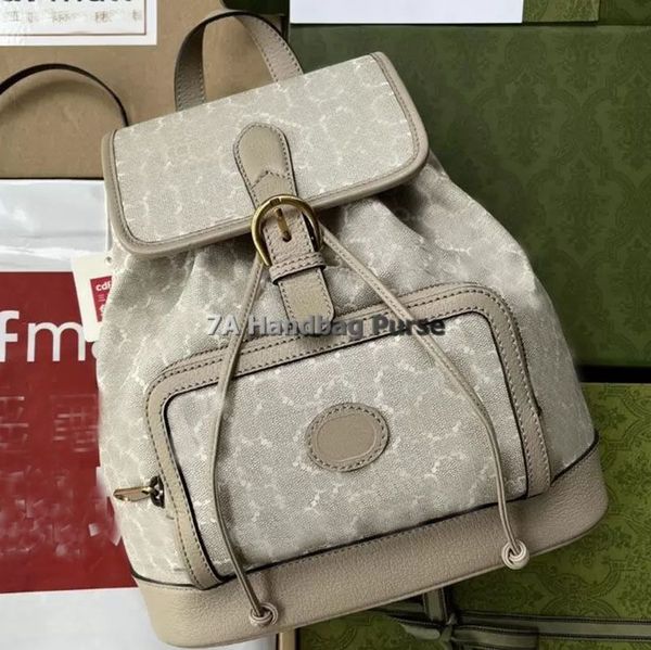 3A Zaini di design di qualità borsa da donna borsa da donna Ophidia Piccole borse a mano Beige Bianco 674147 Borse a tracolla in tela tote Borsa stile zaino di lusso