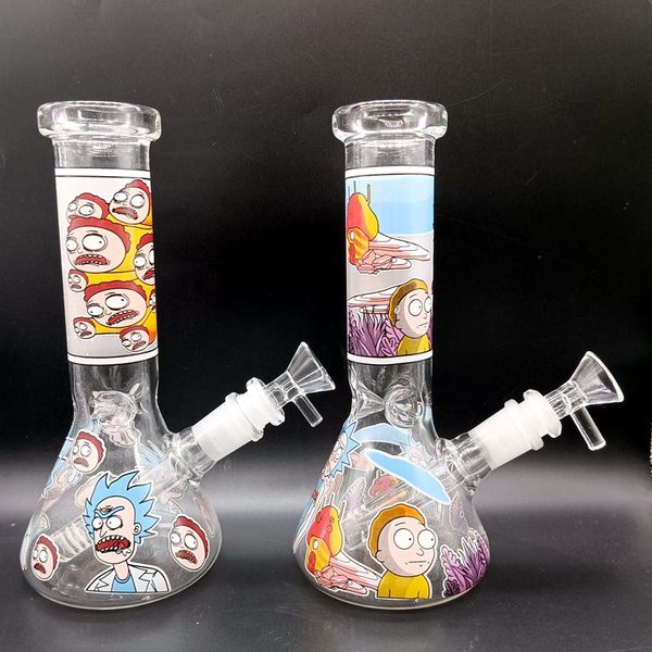 Mini Cartoon Glas Bong Becher Wasserpfeifen dickes Öl Dab Rig bunte Handmalerei Rauchpfeifen