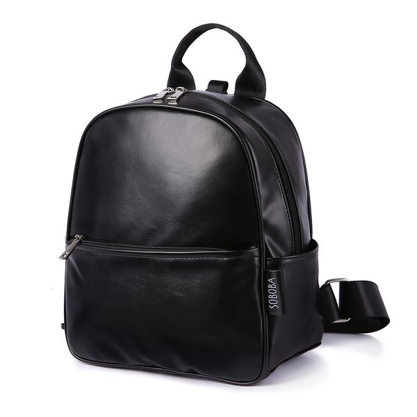 Mochilas de mochilas infantil arnês de couro preto liso de grande capacidade de jardim de infância da bolsa anti-perdida para garoto 221122