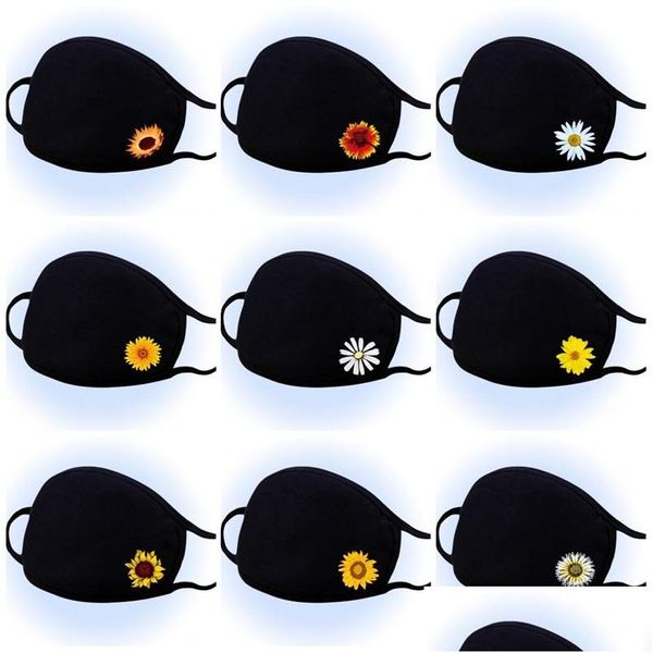 Designermasken L￼ftung Mascarilla Staubdichtes Atemschutzmasken M￤nner Frauen Anti -Haze Sonnenblumen Druck Baumwolle Windpro Dhrbc