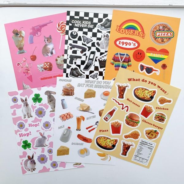 Confezione regalo Coreano Ins Cute Pizza Food Style Goo Card Sticker DIY Scrapbook Phone Diary Po Decoration