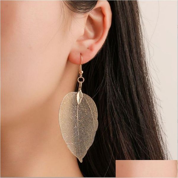 Charm Fashion Leaf Charme Ohrringe für Frauen hohl Out Dangle Ohrring Böhmenschmuck Geschenke Drop Lieferung 2021 DHK0I