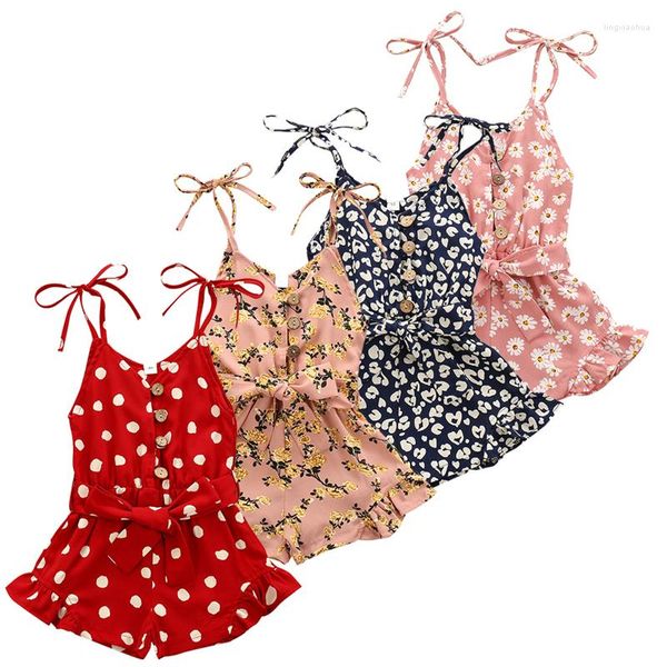 Kleidungssets Sommer Baby Mädchen Prinzessin Kleider Halter Top Kleinkind Kind Polka Dot Strampler Overall Spielanzug Kleidung 1-6 Jahre