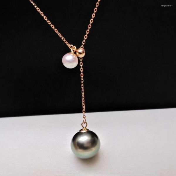 Correntes Madalena Sarara Saltwater Pearl Tahiti Colar preto de pingente 18K Chain Gold Chain Women