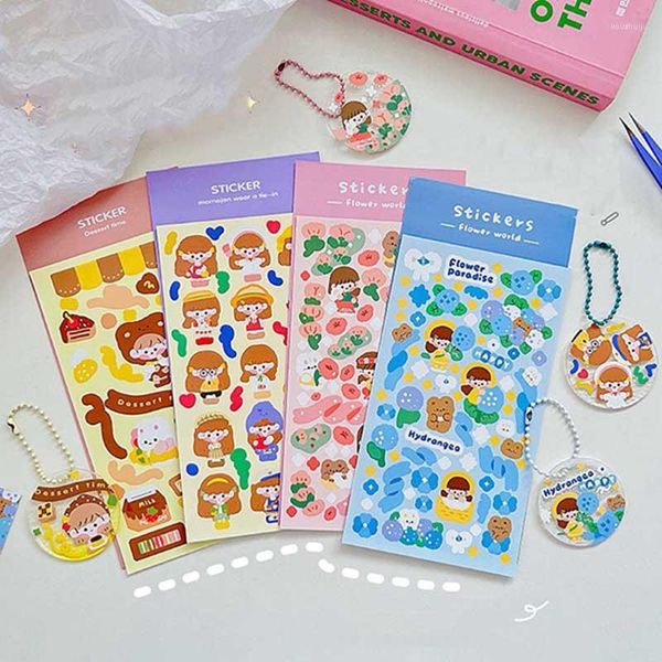 Confezioni regalo Kawaii Girls Flower Ribbon Stickers DIY Pocards Frame Sticker Cute Scrapbook Craft Journal Forniture di cancelleria decorative