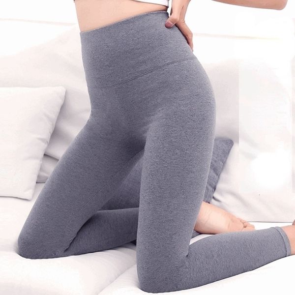 Frauen Leggings Baumwolle Thermal Weibliche Hohe Taille Dünne Flexiable Fashion Solid Enge Körper Hosen Plus Größe Kleidung Frauen 221122