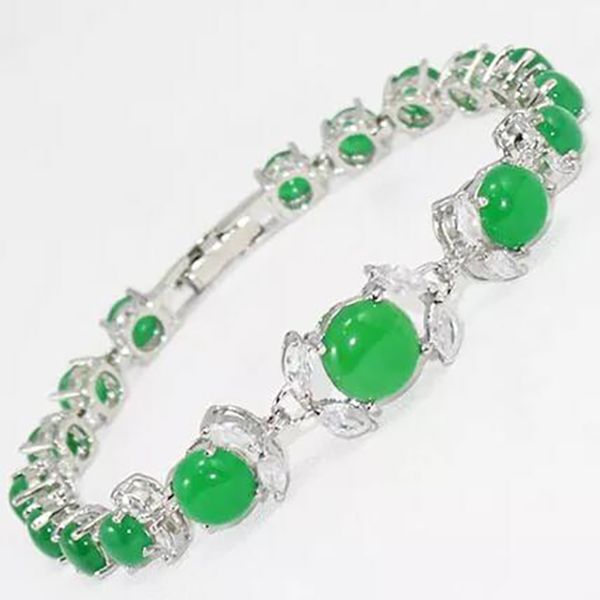 Exquisites Schmuck Großhandelspreis weißes Grün -Jade -Armband