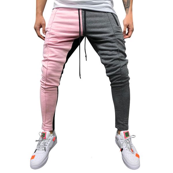 Chándales de hombre Banda cruzada Moda Casual Sólido Patchwork suelto Color Pantalón de chándal Pantalón de chándal Pantalones negros para hombres Slim Fit 221122