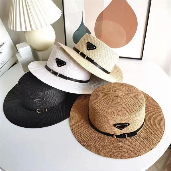 Nuovo cappello di paglia di lusso per uomo e donna con lo stesso cappello da sole con fibbia per cintura da viaggio, protezione solare, cappello da sole, 14 modelli possono essere 241w
