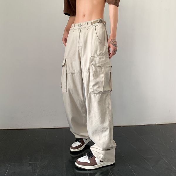 Tute da uomo Pantaloni da lavoro Marchio di moda estiva da uomo giapponese versatile dritto casual ruffian bella grande tasca allentata Street 221122