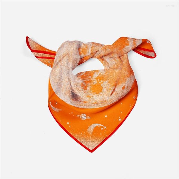 Sciarpe 53cm Sciarpa di seta da donna di lusso Bandana Fascia Moda Hijab Fazzoletto da collo musulmano adulto Luna all'aperto Stampato