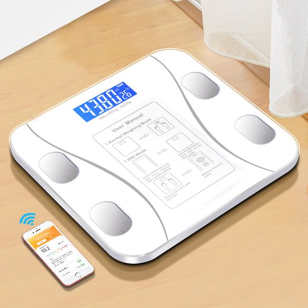 Analizzatore di composizione della bilancia per peso corporeo con app per smartphone compatibile con Bluetooth Smart Wireless Digital Bathroom Fat 221121