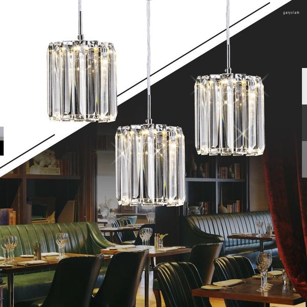 Lâmpadas pendentes LED LED Crystalrestaurant Light Hree PersonalityModern Minimalist Head Single Circular Circular Bar Tabela SJ90