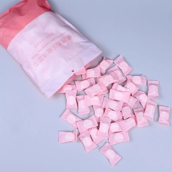 Tissue 50PCS Reine Baumwolle Make-Up Entferner Handtuch Einweg Tragbare Reise Komprimiert Tuch Tücher Papier 221121