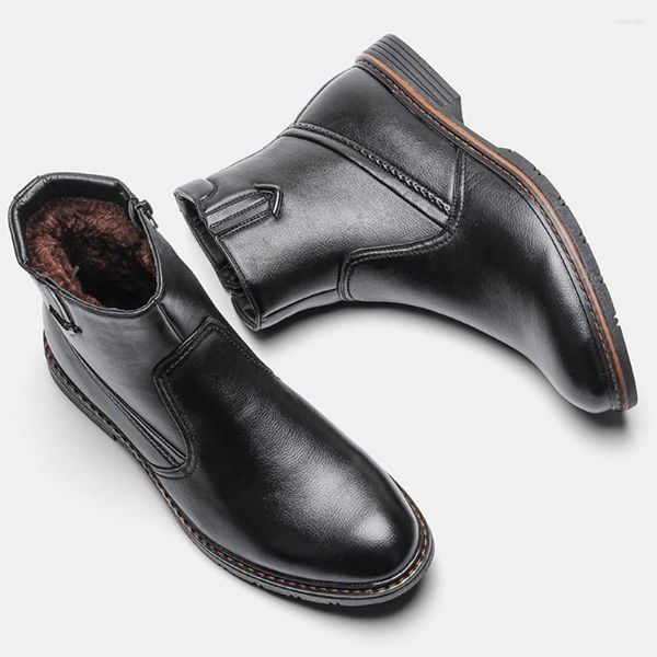 Botlar Men için Kış 2022 Ayak bileği Wootten Marka Deri Fermuarı Erkek Ayakkabı #5266