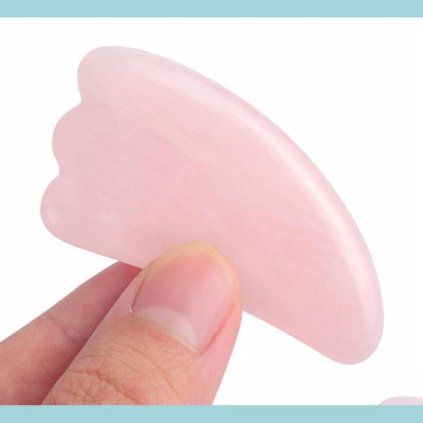 Massaggiatore per il viso Rifornimento della fabbrica Real Jade Gua Sha Mas Strumento per il corpo Viso Collo Dimagrante Quarzo rosa Guasha Board Drop Delivery Salute Bea Dhzrf