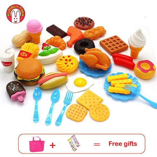 Cucine Gioca Cibo 34 pezzi Giocattoli da cucina per bambini Taglio plastica Frutta Verdura Gelato Bevande Kit Kat Pretend Giocattolo educativo per bambini 221123