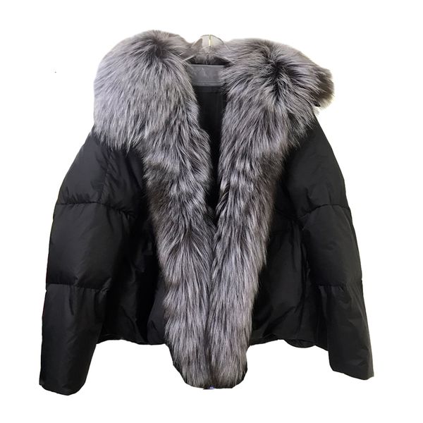 Feminino furt annsirgra pato branco jacket aba winter women casaco solto colar natural de gola real grossa de roupa quente e superdiz 221122