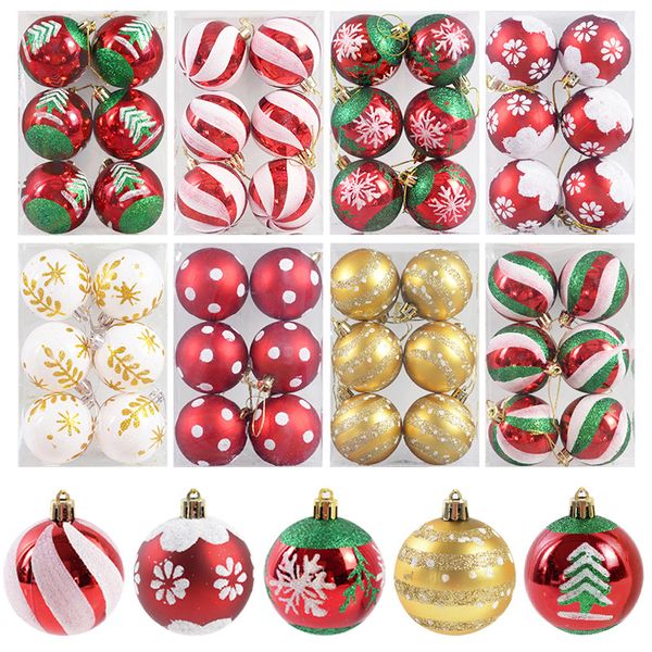 Decorazioni natalizie 6 pezzi scatola 6 cm Palline di Natale Ornamenti Albero di Natale Ciondolo appeso Decorazioni natalizie per la casa 2023 Regalo anno natalizio Navidad 221123