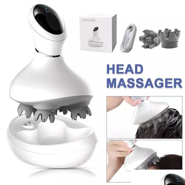 Massageador de cabeça Cabeça elétrica à prova d'água Masr Scalp Mas promova o crescimento de cabelos Cuidados de saúde Corpo de pescoço pescoço de tecido profundo amassando vibratin dhnaj