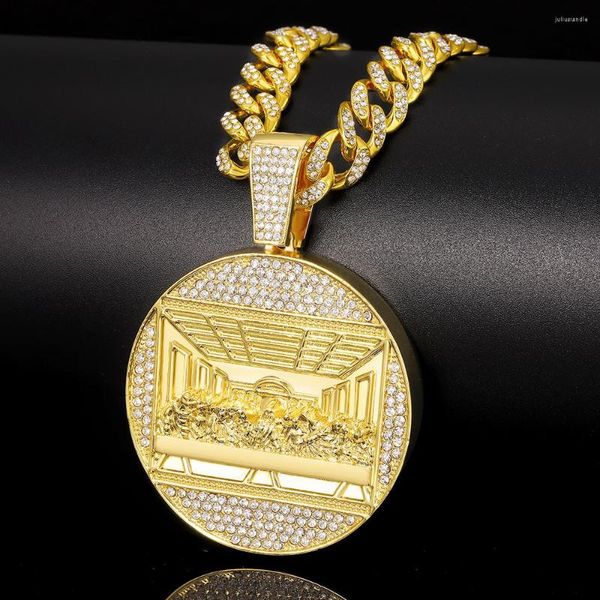 Anhänger Halsketten Letzte Abendmahl Halskette Kubanische Kette Bling Iced Out Hip Hop Für Männer Vatertag Geschenk Für Ehemann Schmuck