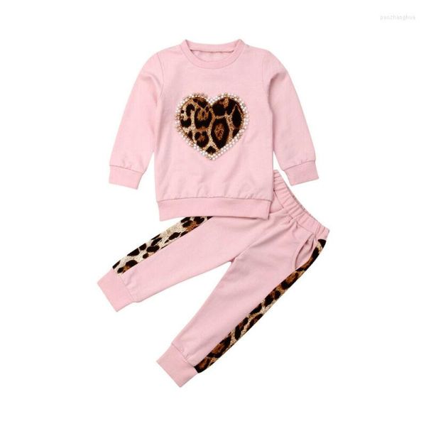 Roupas conjuntos de roupas para criança menina menina de inverno roupas de leopardo tops longos calças de roupas