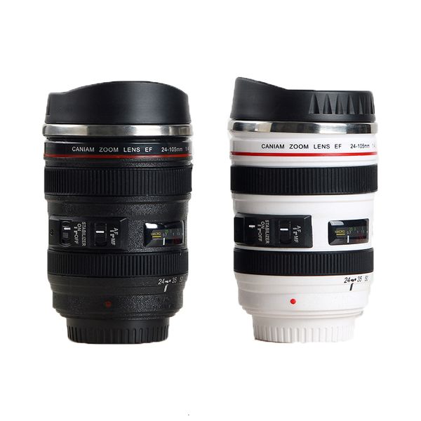 Kupalar Paslanmaz Çelik Kamera EF24105mm Kahve Lens Kupa Beyaz Siyah Yaratıcı Hediye Kupaları Canecas Tazas Vaso Caf 221122